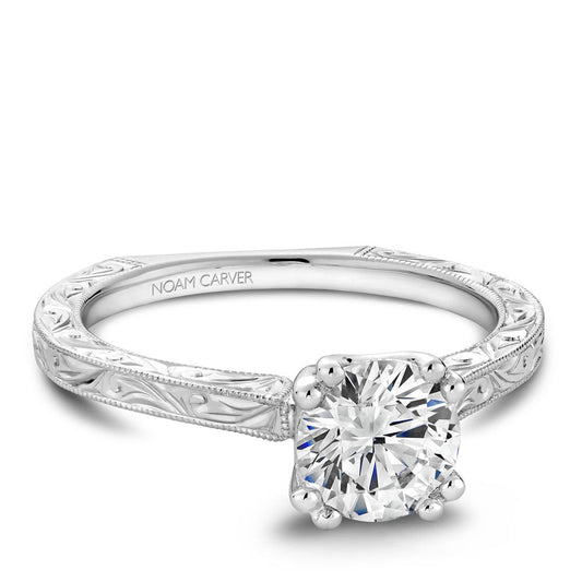Noam Carver Hand Engraved Solitaire Engagement Ring B001-02EA