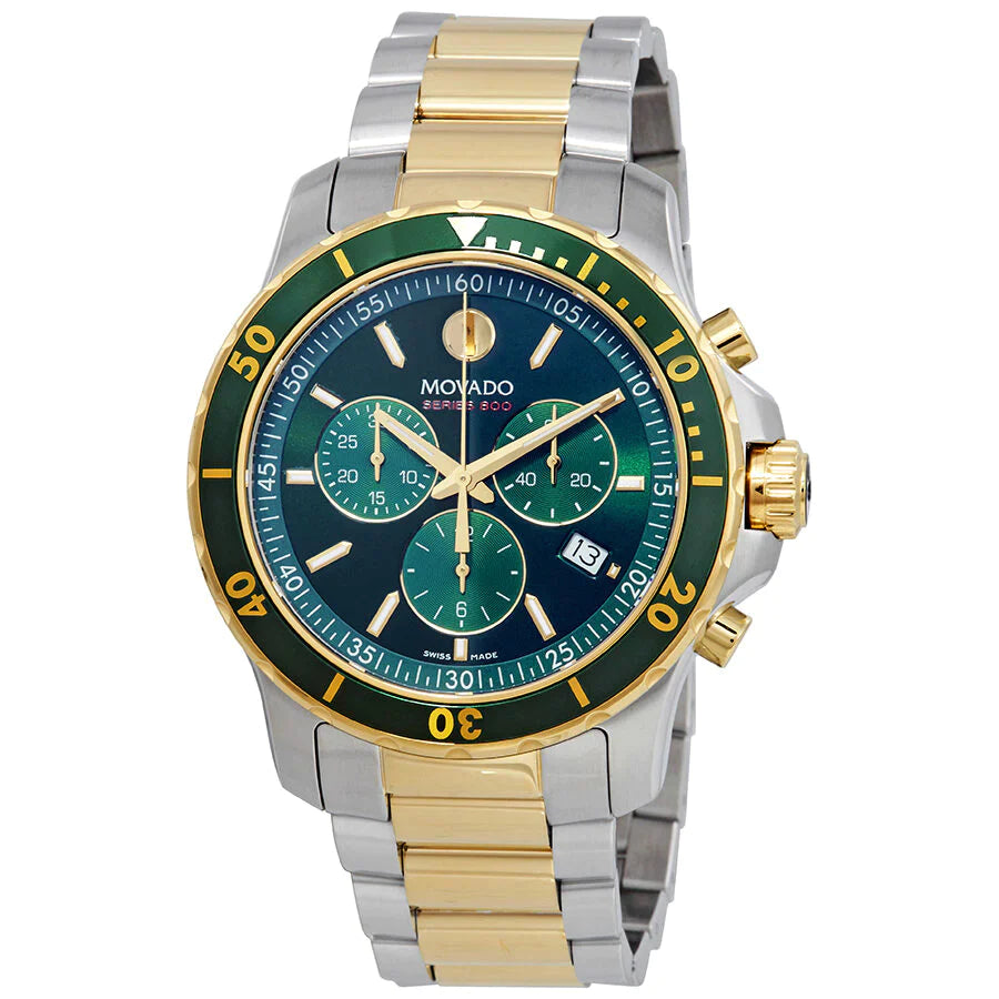 Movado Men s Series 800 Chronograph Green Gold Tone 2600 yankojewelers