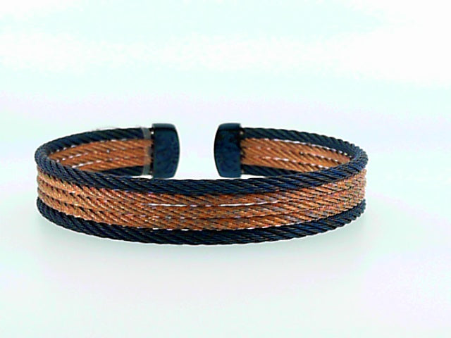 ALOR Navy and Carnation Cable Bracelet Cuff