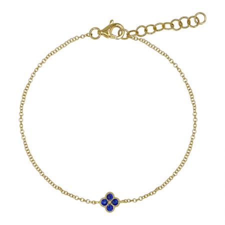 14K Yellow Gold Sapphire Clover Bracelet