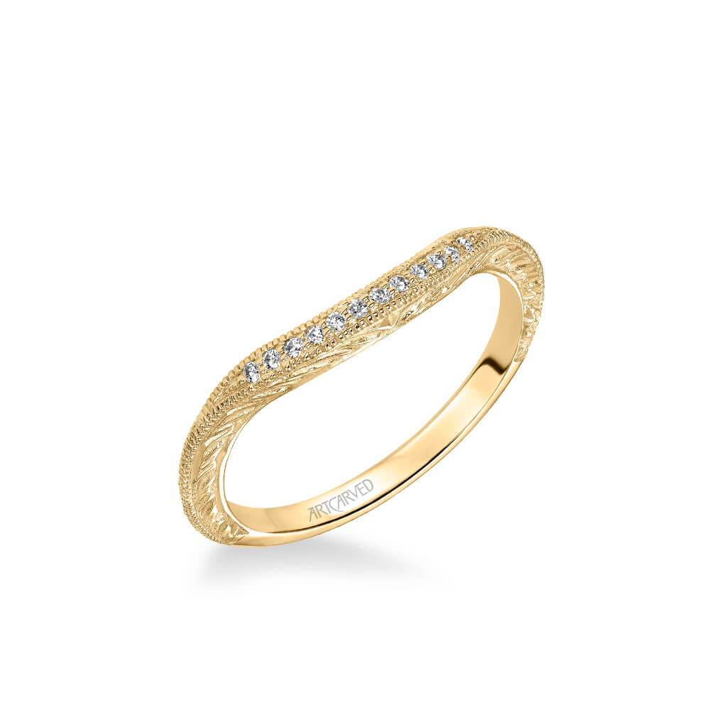 Angel Vintage Diamond and Milgrain Engraved Wedding Band