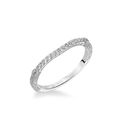 Angelina Vintage Diamond and Milgrain Engraved Wedding Band