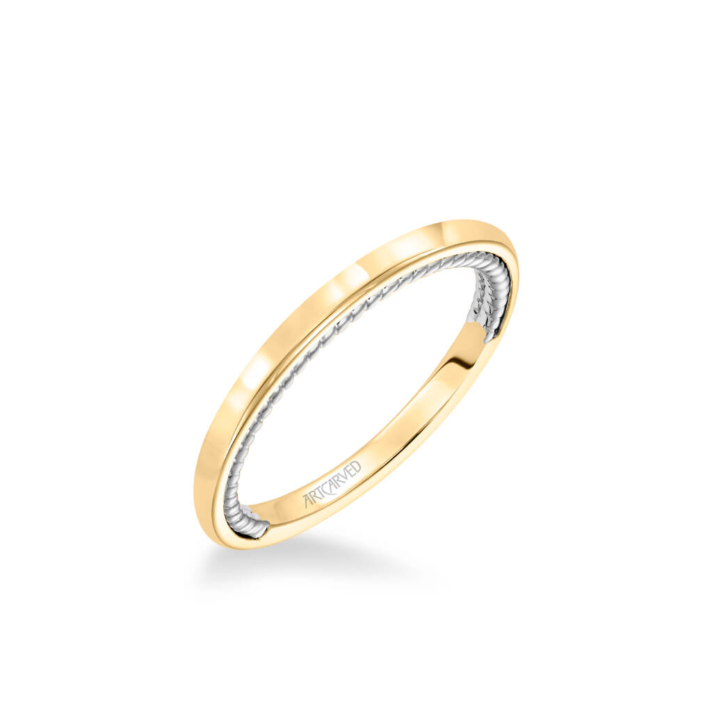 Cameron Contemporary Polished and Rope Wedding Band