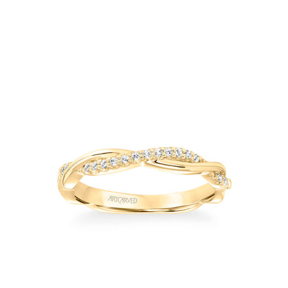 Tala Contemporary Half Diamond Half Polished Twist Wedding Band