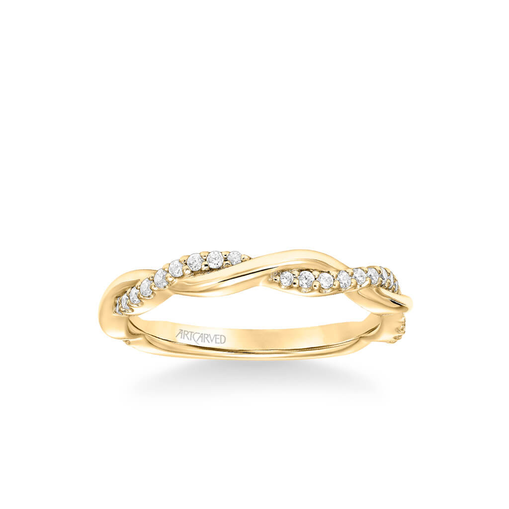 Daffodil Contemporary Half Diamond Half Polished Wedding Band