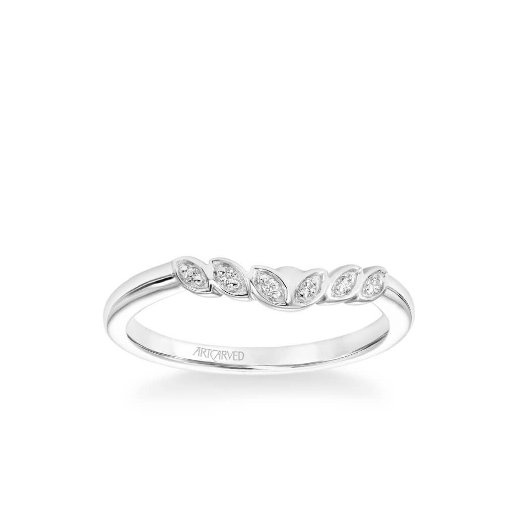 Heather Contemporary Diamond Leaf Wedding Band