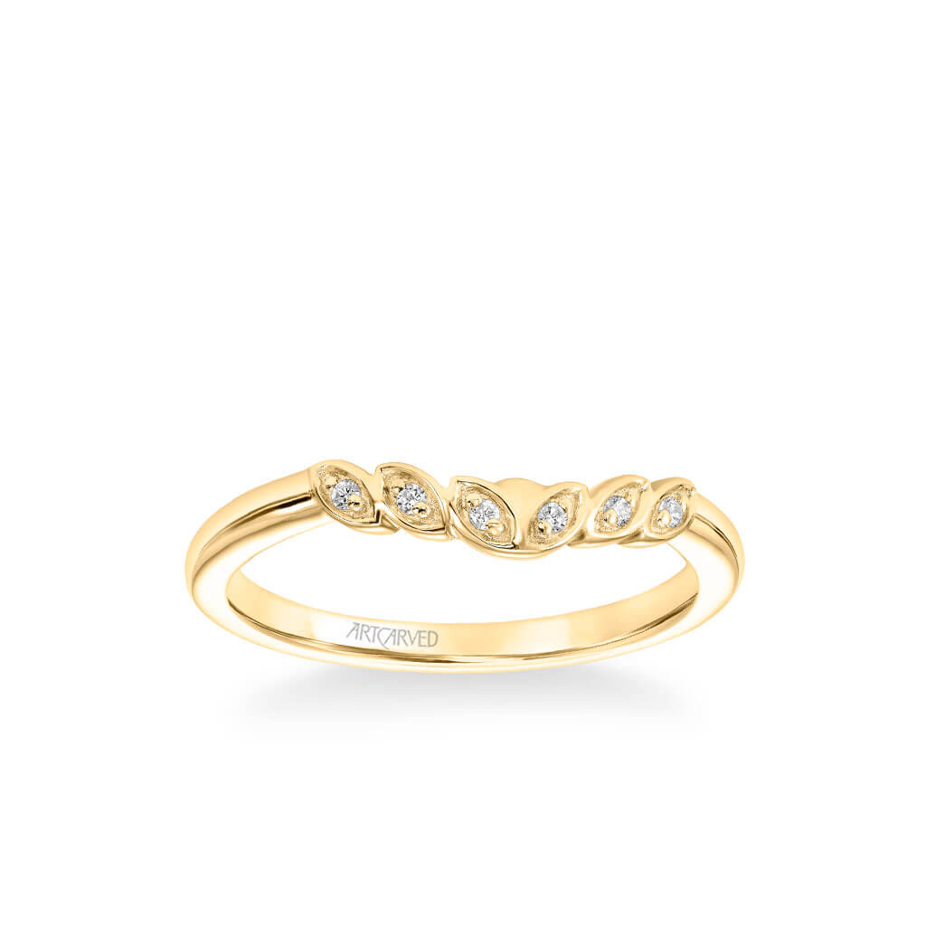 Heather Contemporary Diamond Leaf Wedding Band