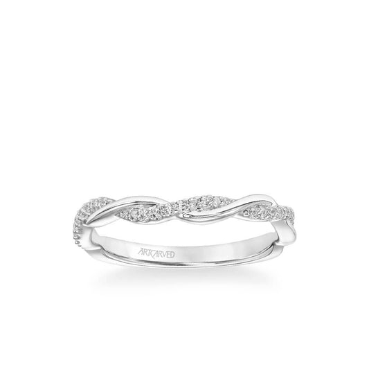 Petaluma Contemporary Half Diamond Half Polished Twist Wedding Band