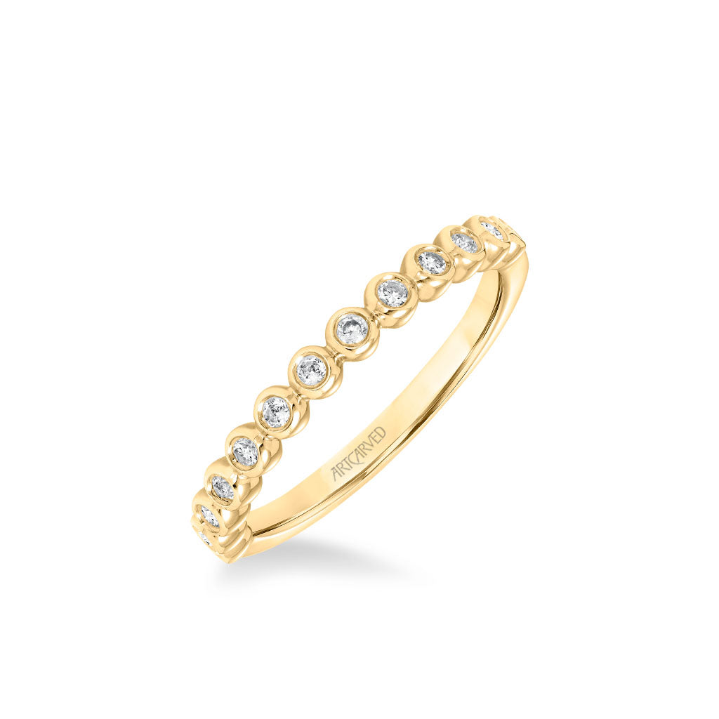 Stackable Band with Bezel Set Diamonds