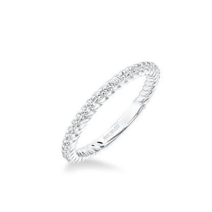 Stackable Band with Diamonds and Inside Rope Pattern