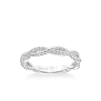 Stackable Band with Half Diamond Half Rope Twist