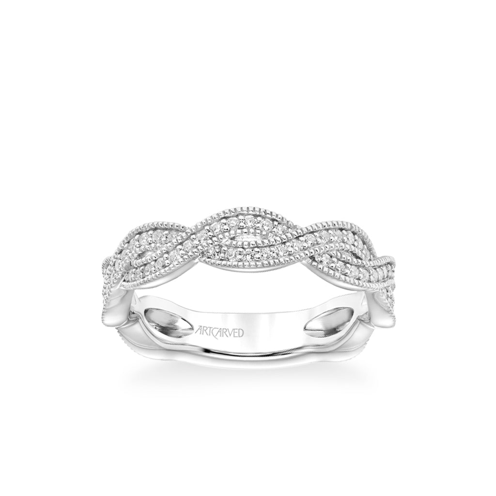 Stackable Band with Diamond and Milgrain Twist