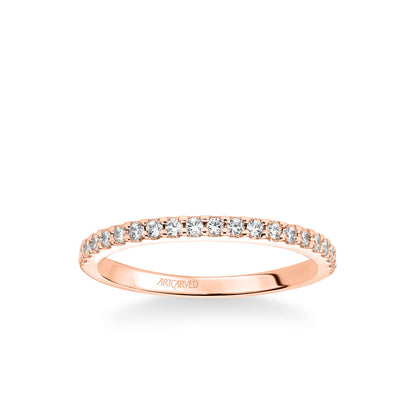 Stackable Band with Shared Prong Set Diamonds