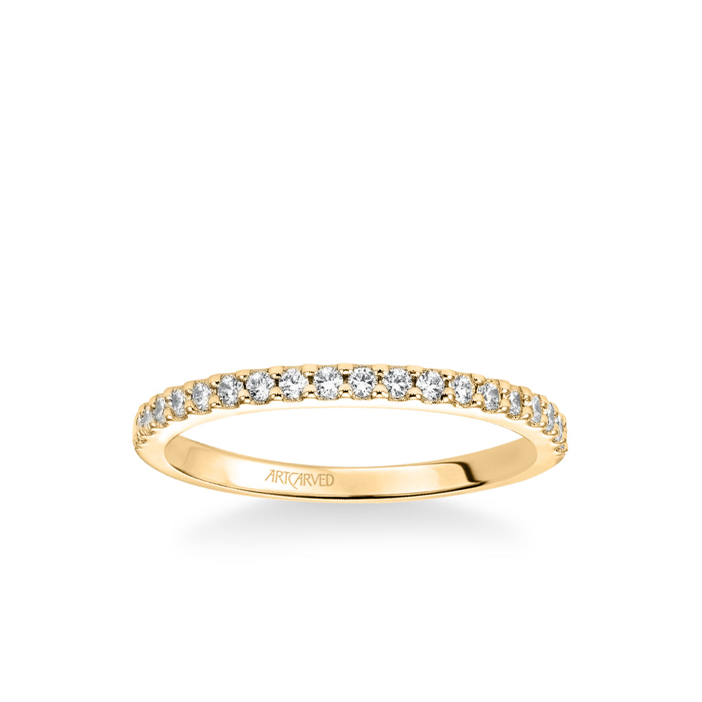 Stackable Band with Shared Prong Set Diamonds