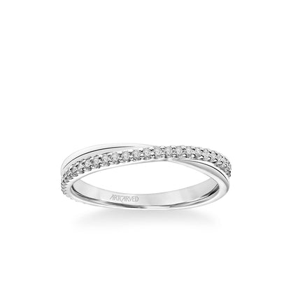 Stackable Band with Diamond and Polished "X" Design