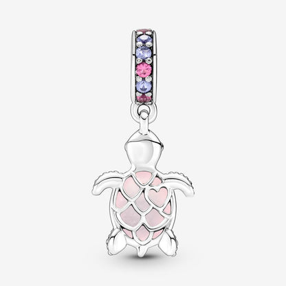 Murano Glass Pink Sea Turtle Dangle Pandora Charm