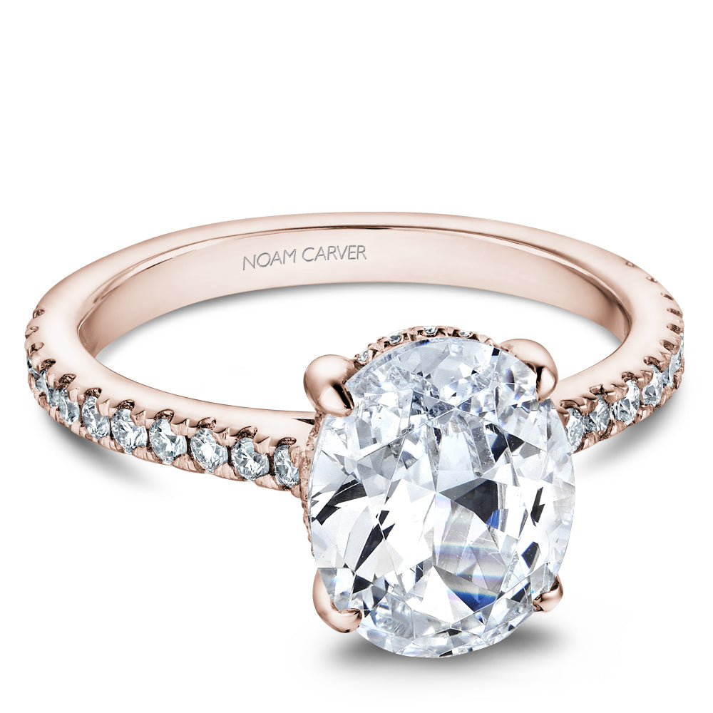 Noam Carver Oval Center Diamond Engagement Ring with Diamond Peek-A-Boo Halo B354-01A