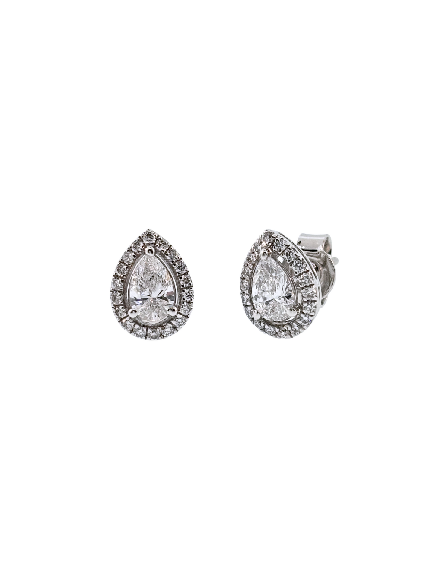 14K White Gold Pear Shaped Lab Grown Diamond Studs