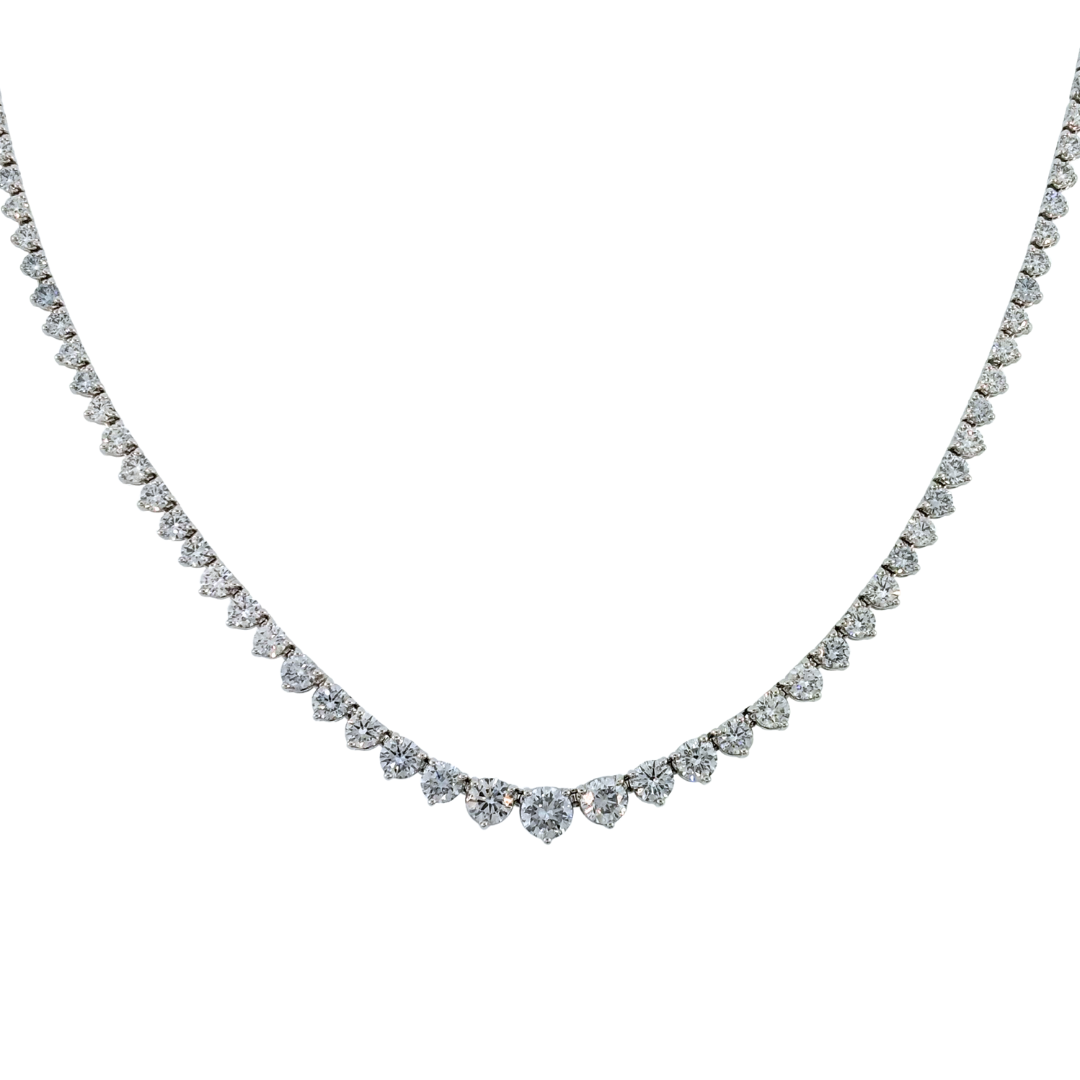 14K White Gold Lab Grown Diamond Graduating Tennis Necklace