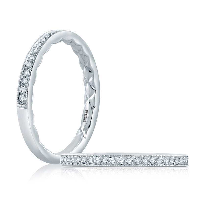 A.Jaffe Milgrain Detail Diamond Quilted Wedding Band MR2182Q/12