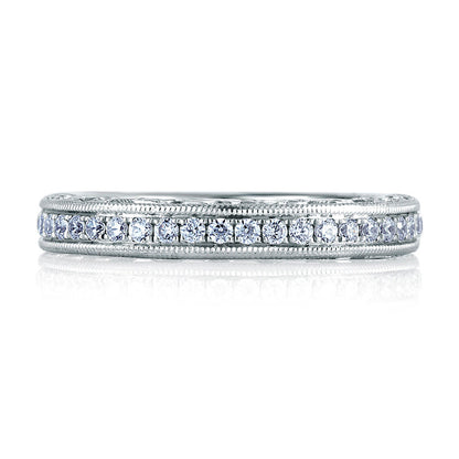 A.Jaffe Signature Royal Milgrain with Scroll Motif Profile Diamond Wedding Band MRS453/45