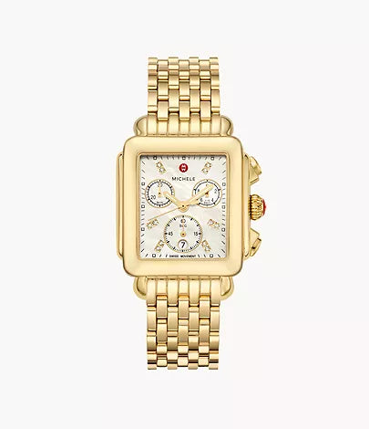 Michele Deco 18K Gold Diamond Dial Watch - MWW06A000780