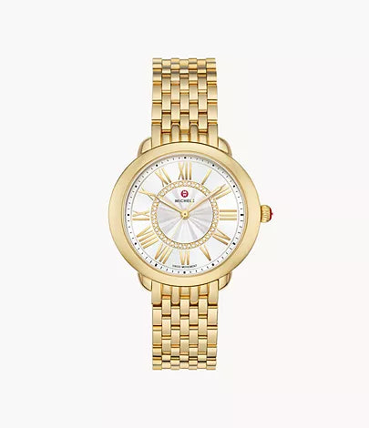 Michele Serein Mid 18k Gold-Plated Diamond Dial Watch - MWW21B000160