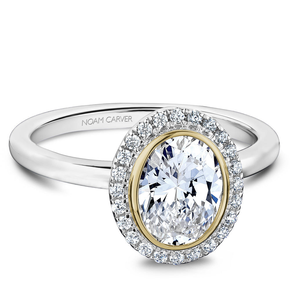 Noam Carver Bezel Set Oval Diamond Halo Solitaire Engagement Ring R057-02A