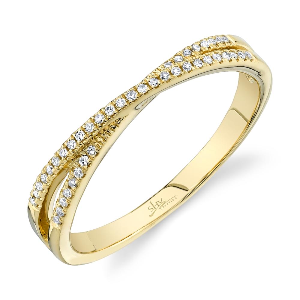 14K Yellow Gold Diamond Crossover Ring