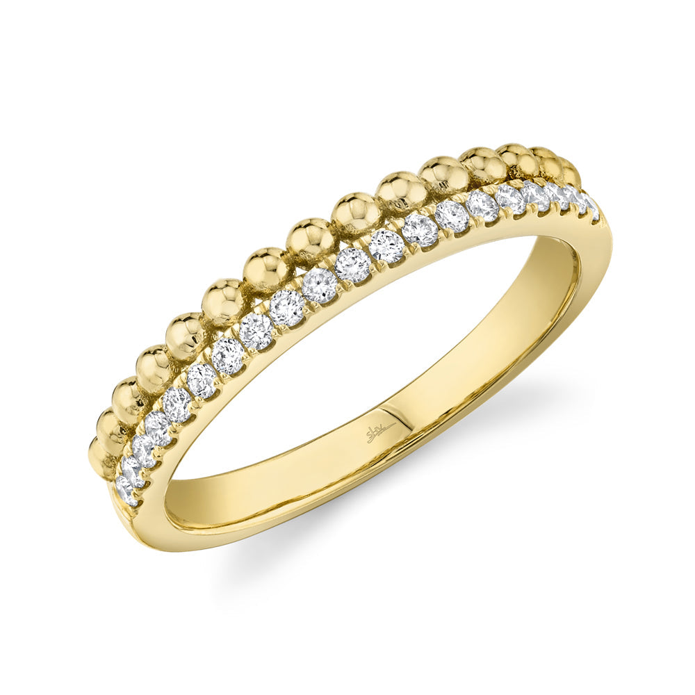 14K Yellow Gold Diamond and Beaded Band