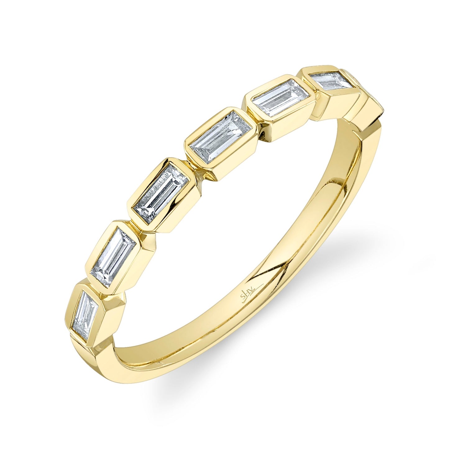 14K Yellow Gold Diamond Baguette Band