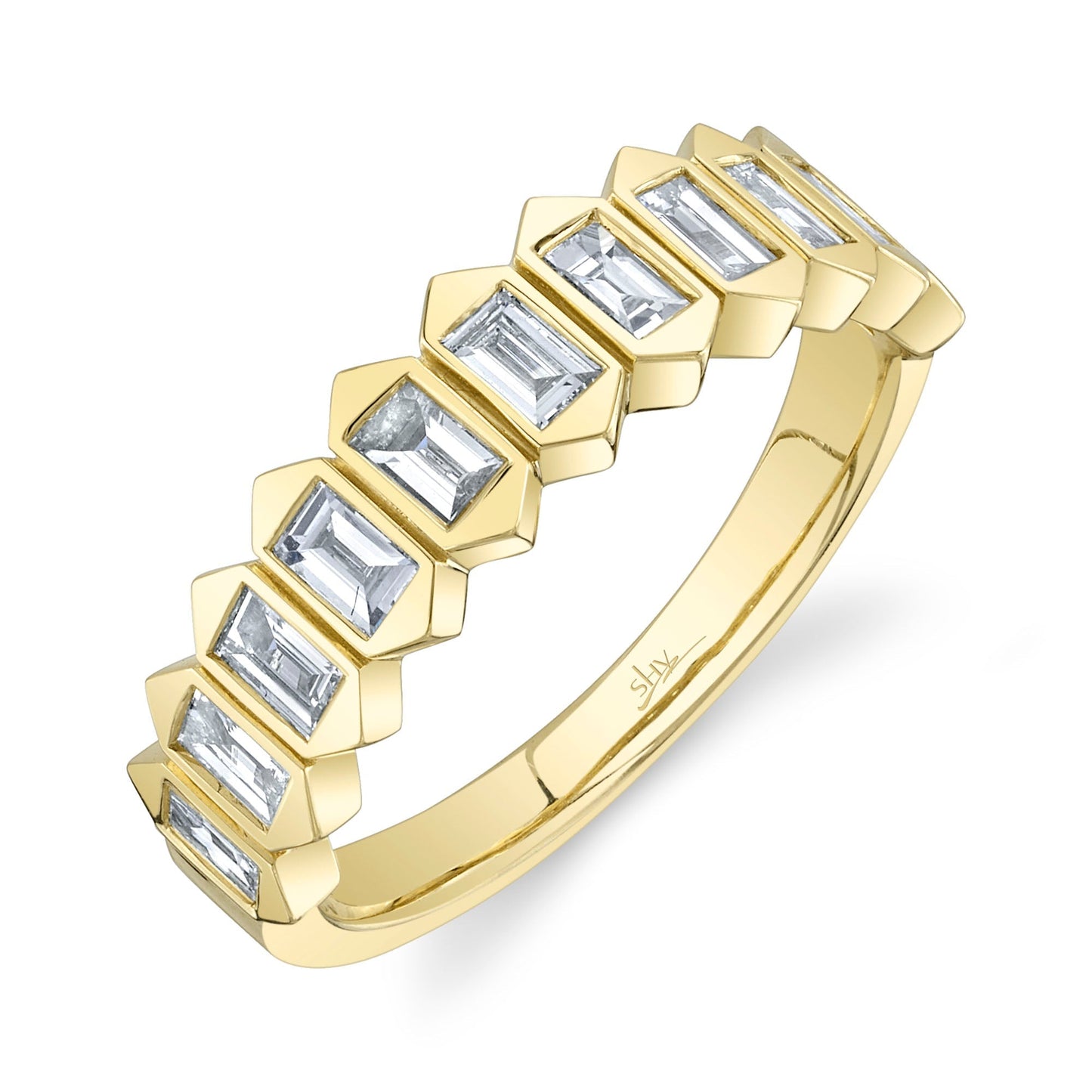 14K Yellow Gold Diamond Baguette Band