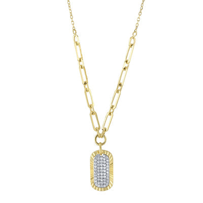 14K Yellow Gold Diamond Pave Dog Tag