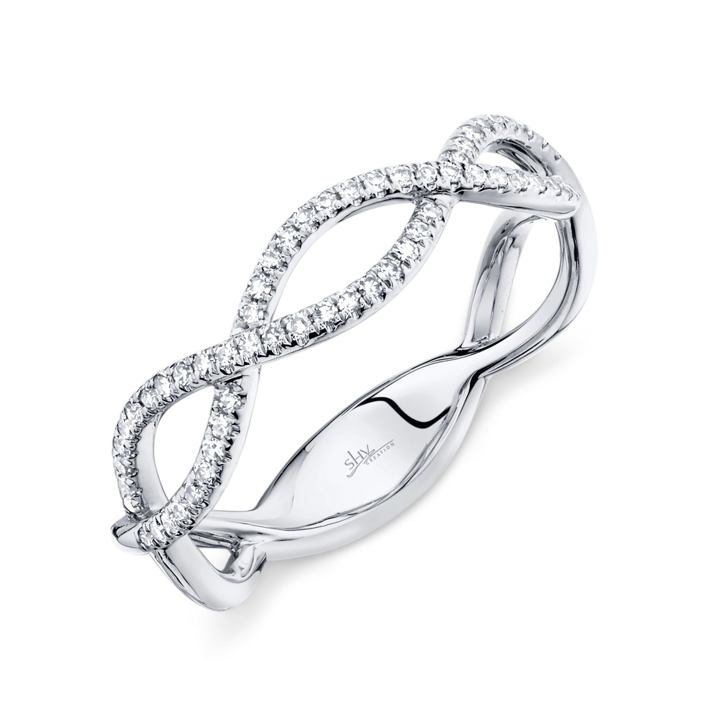 14K White Gold Diamond Twist Eternity Ring