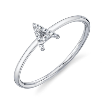 14K White Gold Diamond Initial "A" Ring