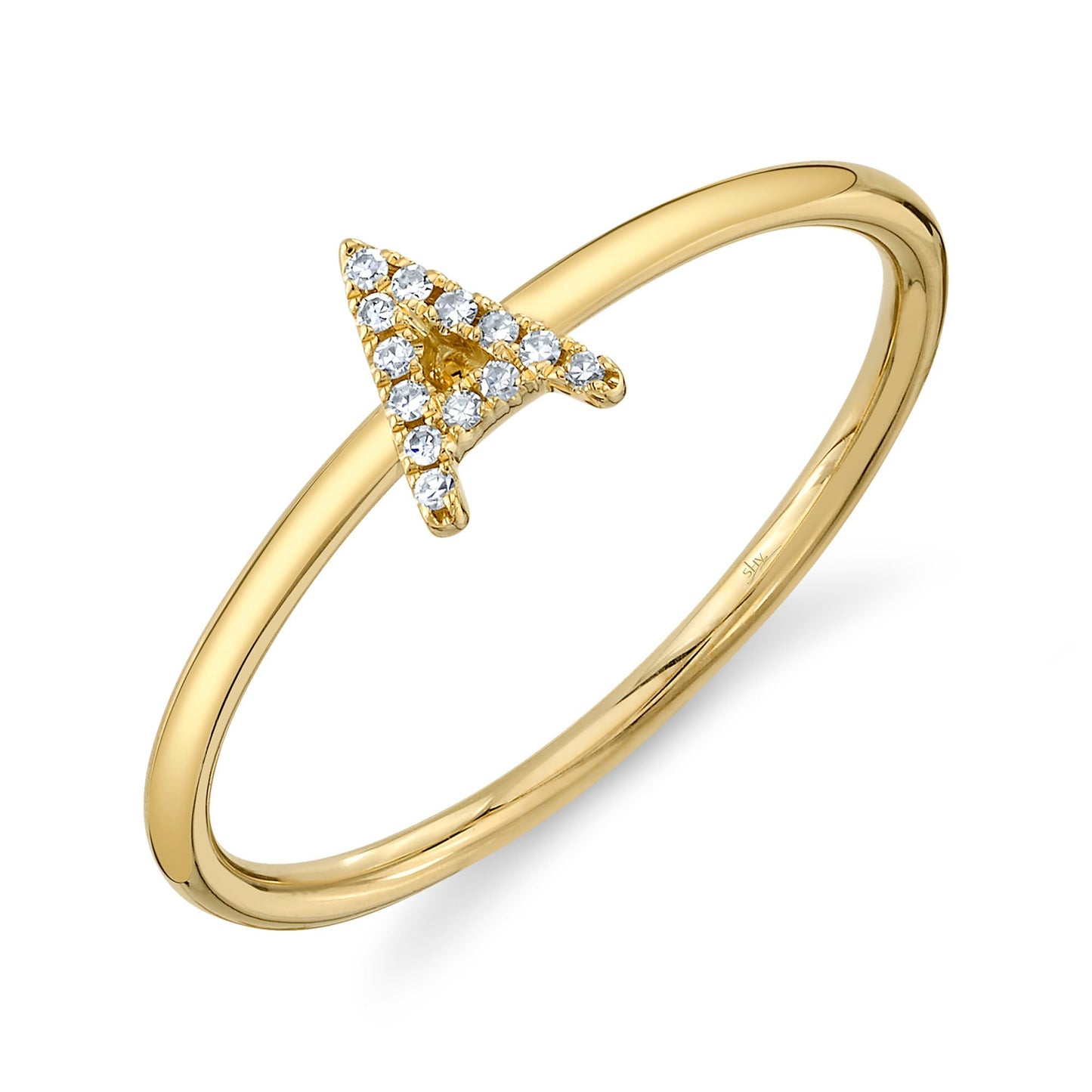 14K Yellow Gold Initial A Diamond Ring