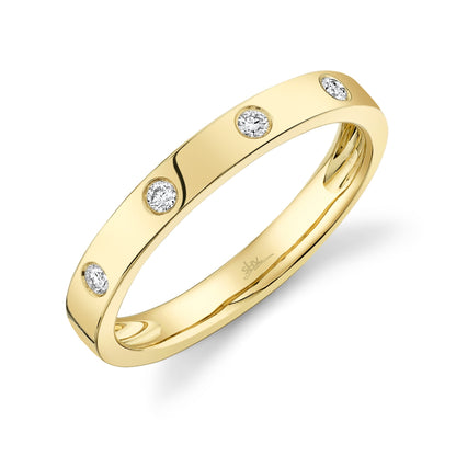 14K Yellow Gold Diamond Flush Band