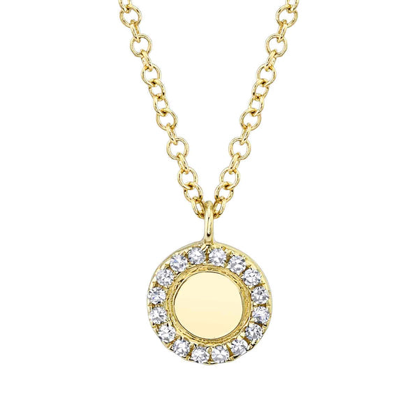 14K Yellow Gold Diamond Disc Necklace