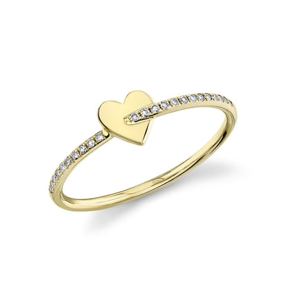 14K Yellow Gold Diamond Heart Ring