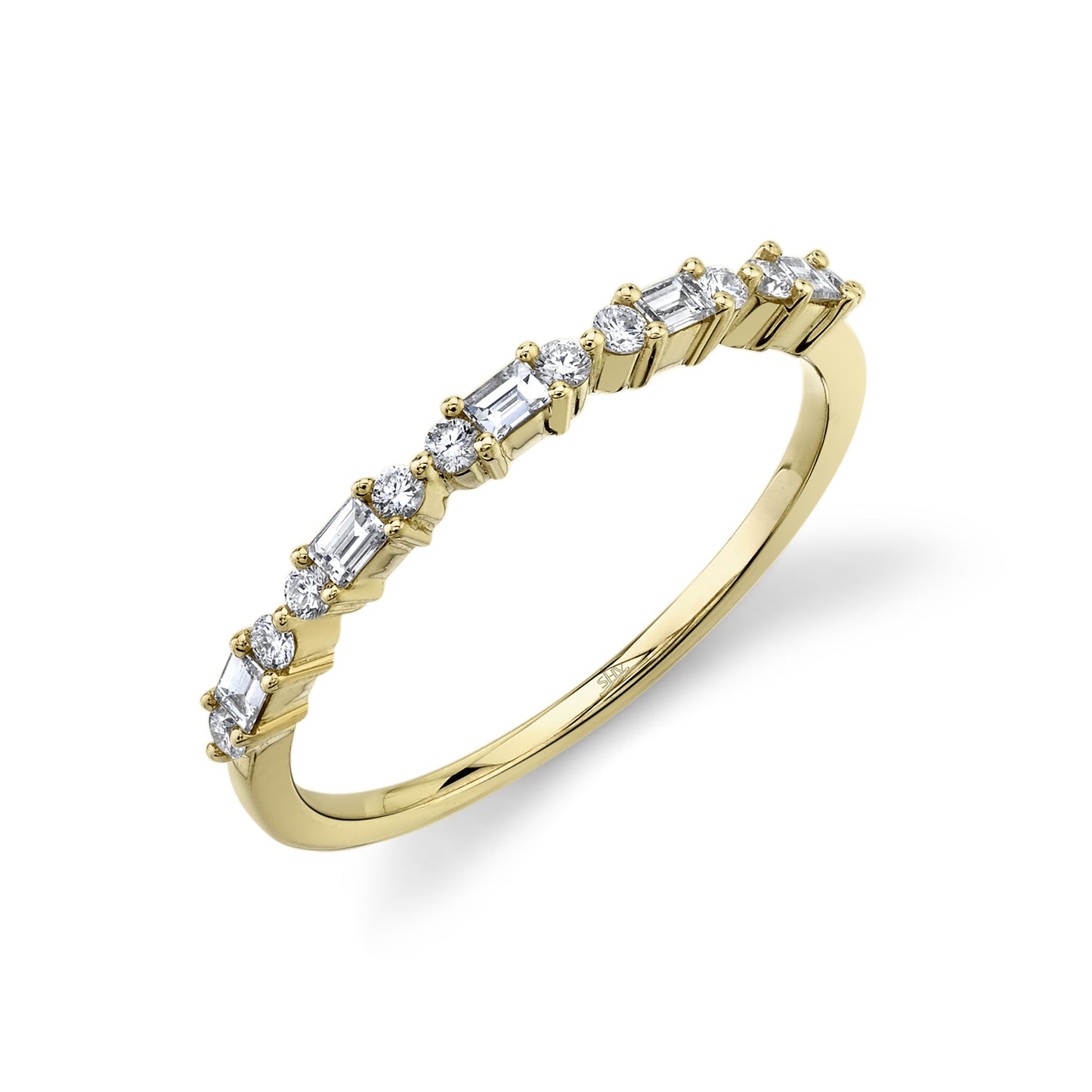 14K Yellow Gold Diamond Baguette Band