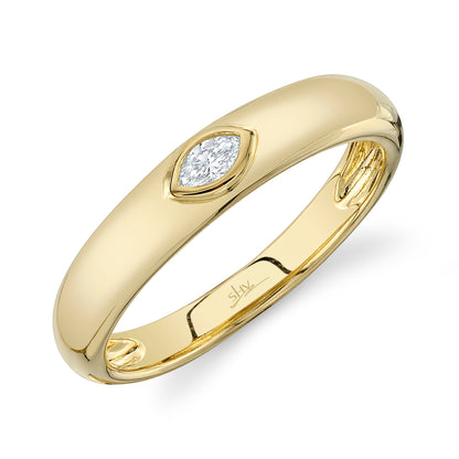 14K Yellow Gold Marquise Bezel Band