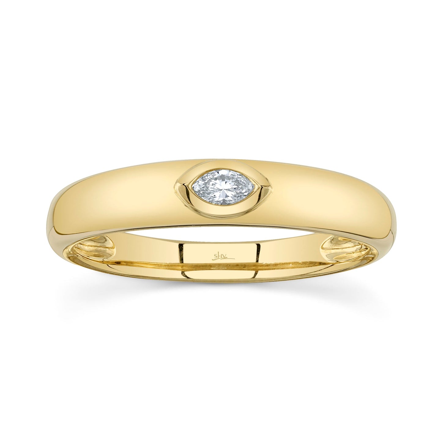 14K Yellow Gold Marquise Bezel Band