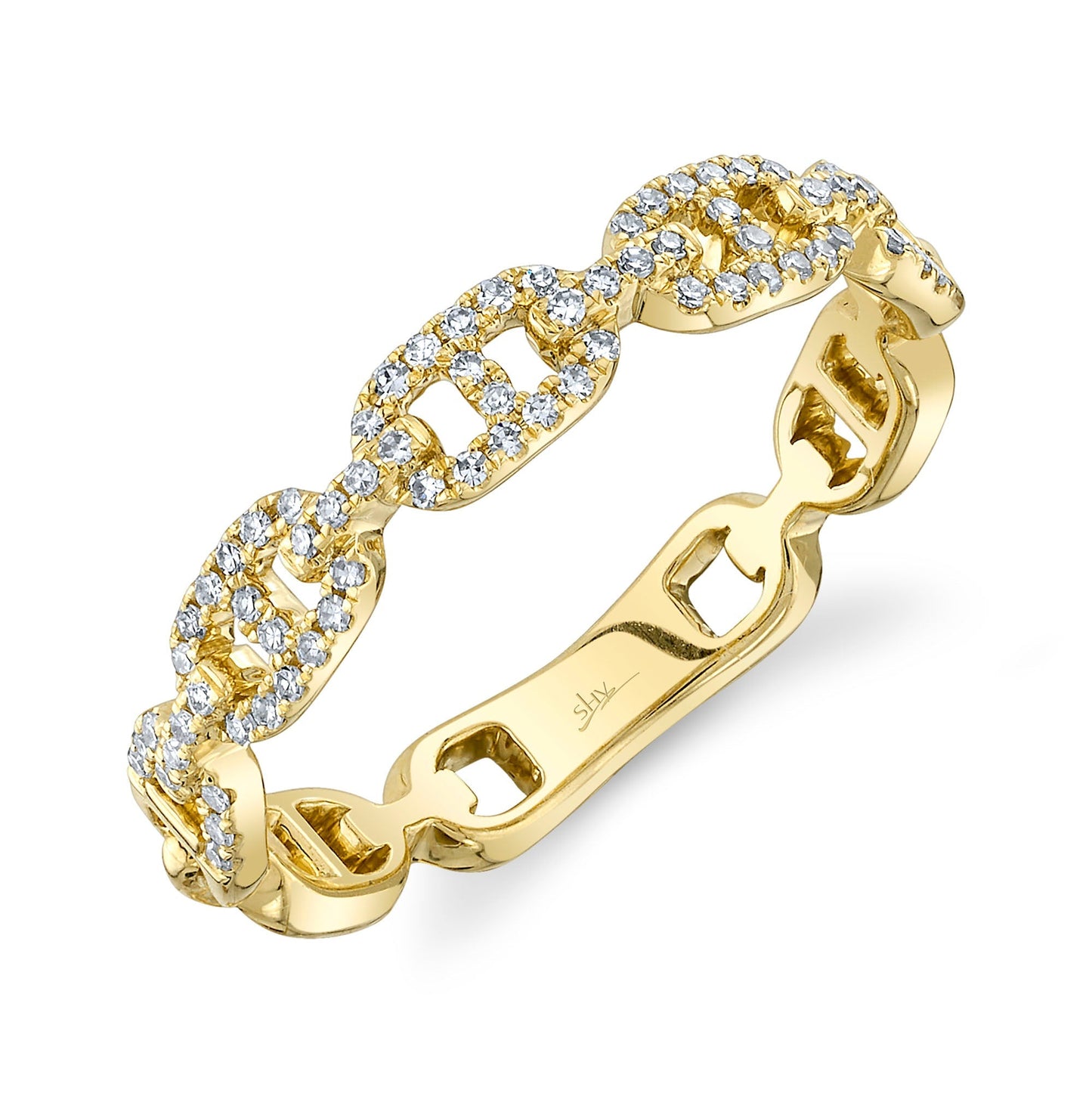 14K Yellow Gold Diamond Link Band