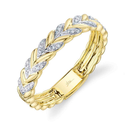 14K Yellow Gold Diamond Laurel Wreath Band