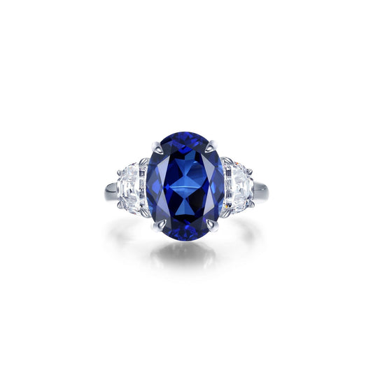 7 CTW Fancy Lab-Grown Sapphire Three-Stone Ring