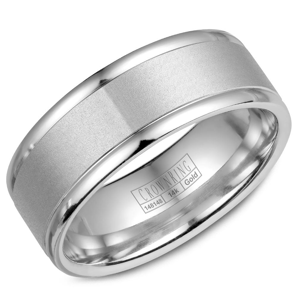 CrownRing 8MM Wedding Band with Sandblast Center WB-7134