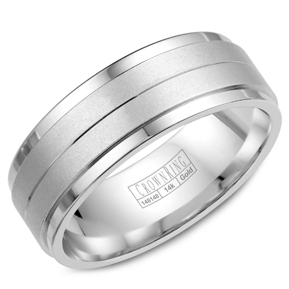 CrownRing 8MM Wedding Band with Sandblast Center WB-8262