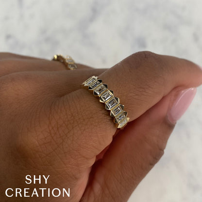 14K Yellow Gold Diamond Baguette Band